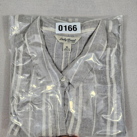 Lucky Brand Shirt Womens XL Striped Classic Long Sleeve Button Up Casual Linen - Picture 9 of 9